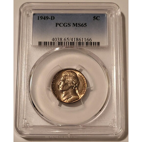 1949 D Jefferson Nickel MS65 PCGS Toning - Picture 1 of 4